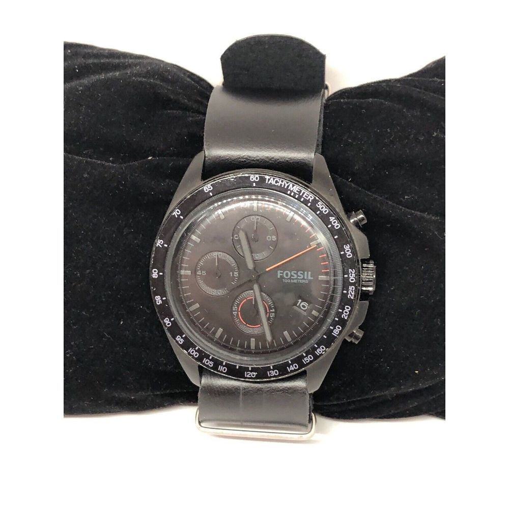 Fossil CH3950 Men's Black LeatherâAnalog Black Dial Quartz Genuine Watch Bb224